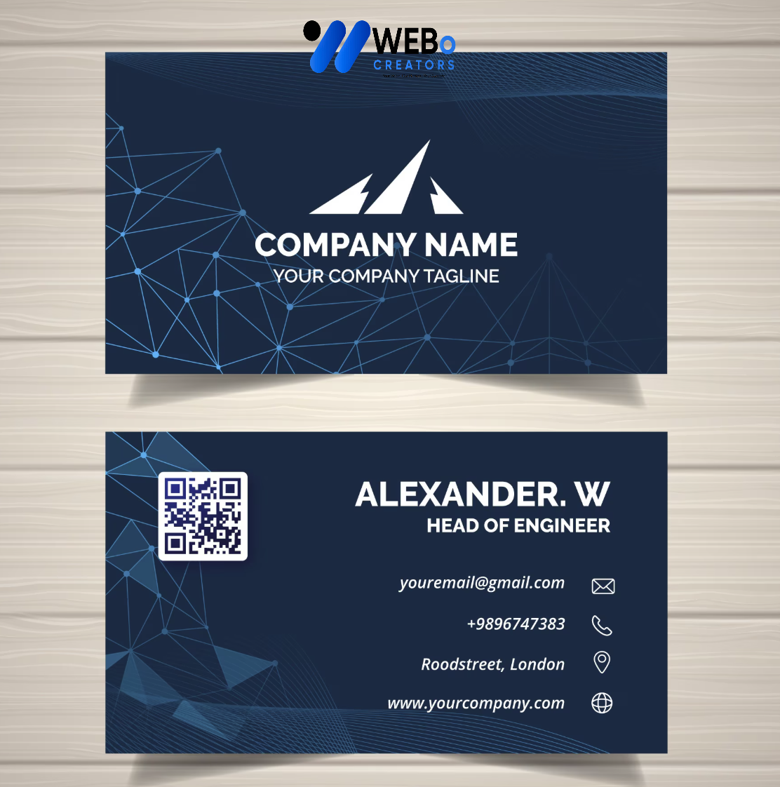 Elegant Professional Business card design with golden stripes Agency in Oman