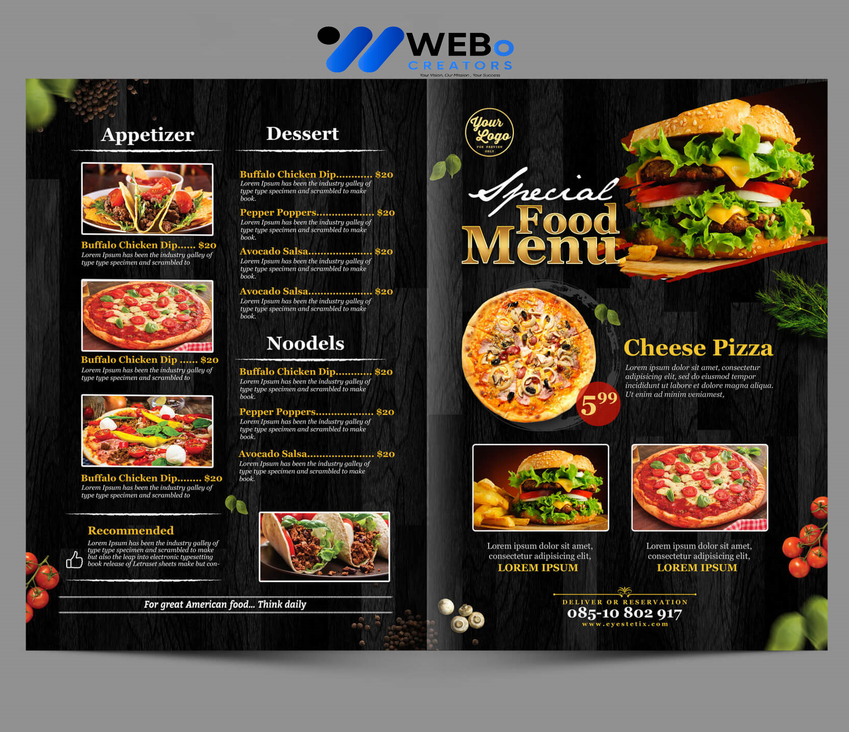 Modern restaurant menu design Oman 2026 café menu layout food branding design services